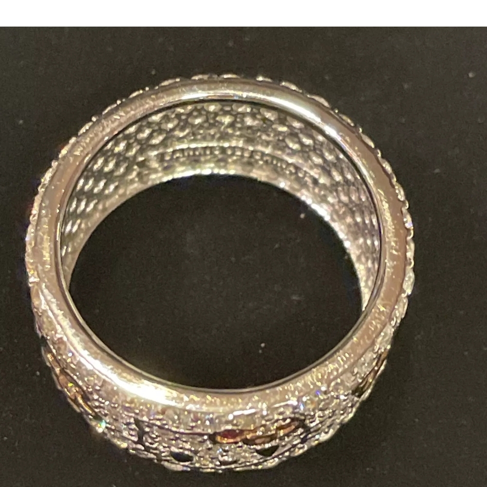 Hello Kitty Diamonique Sterling Silver Ring Blooming Flowers Eternity Band - Picture 12 of 13